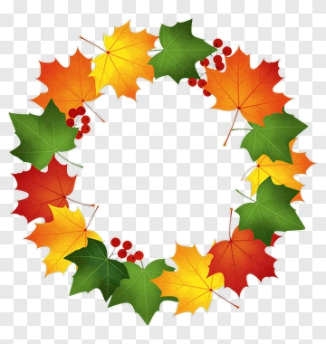 Autumn Leaves Wreath With Berries PNG