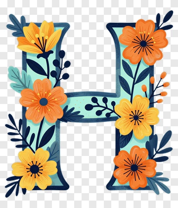 Floral Letter H Design PNG