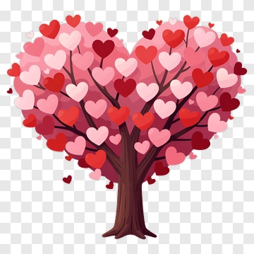Heart Tree With Pink And Red Leaves PNG