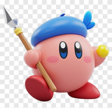 Kirby With Spear And Beret PNG