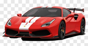 Red Ferrari With White Stripes PNG