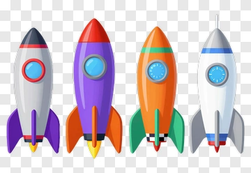 Four Colorful Rockets PNG