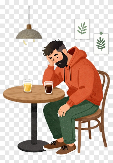 Man Sitting Alone In Cafe PNG