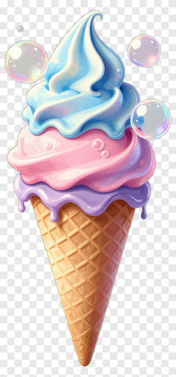 Pastel Ice Cream Cone PNG