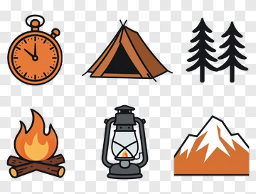 Camping Icons Set PNG