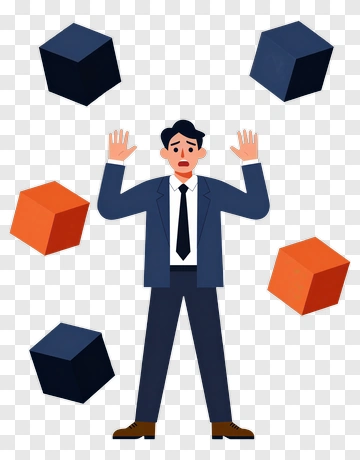 Businessman Juggling Cubes PNG