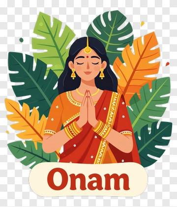 Woman In Sari For Onam Festival PNG