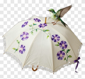 Bird Perched On Flower Umbrella PNG