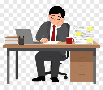 Tired Office Worker At Desk PNG