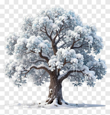 Snowy Tree With Icicles PNG