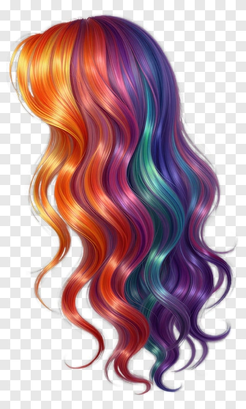 Rainbow Wavy Hair PNG