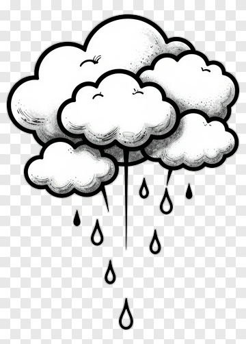 Cloud With Raindrops And Birds PNG