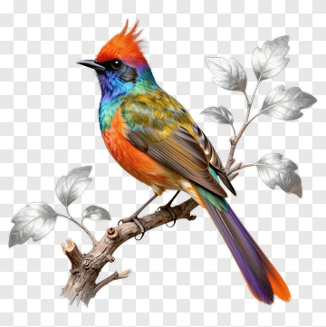 Colorful Bird Perched On Branch PNG