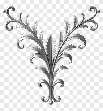Silver Leaf Ornament PNG