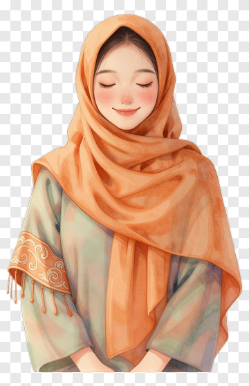 Woman Wearing Orange Headscarf PNG