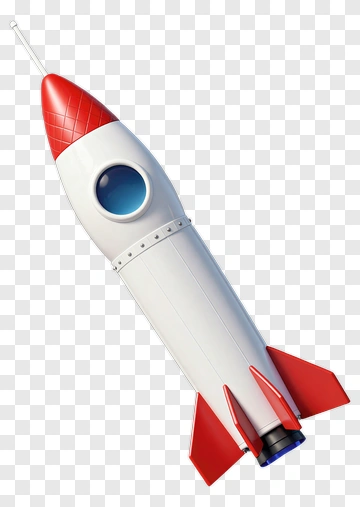 Red And White Rocket In Flight PNG