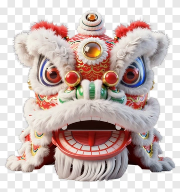Chinese Lion Dance Mask PNG