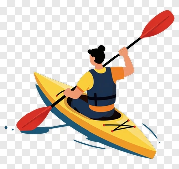 Person Paddling In Yellow Kayak PNG