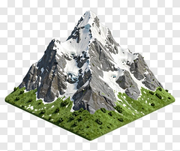 3D Mountain With Snow And Grass PNG