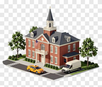 Red Brick Town Hall With Clock Tower PNG