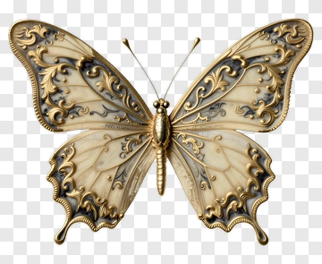 Ornate Butterfly With Gold Accents PNG