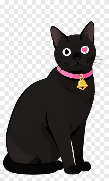 Black Cat With Pink Collar PNG