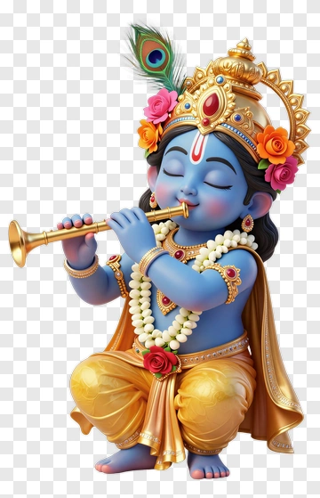 Blue Krishna Playing Flute PNG