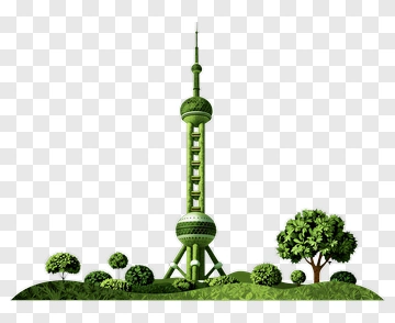Oriental Pearl Tower With Greenery PNG