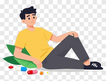 Man Sitting With Medication PNG