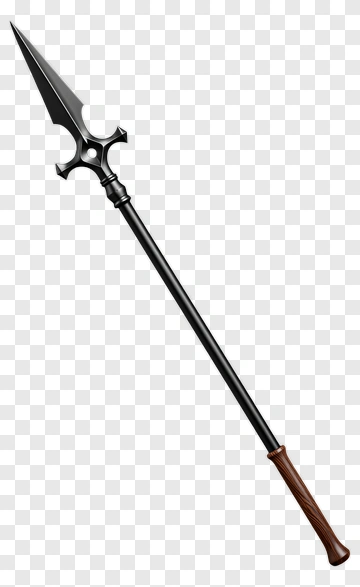 Black Mace With Wooden Handle PNG