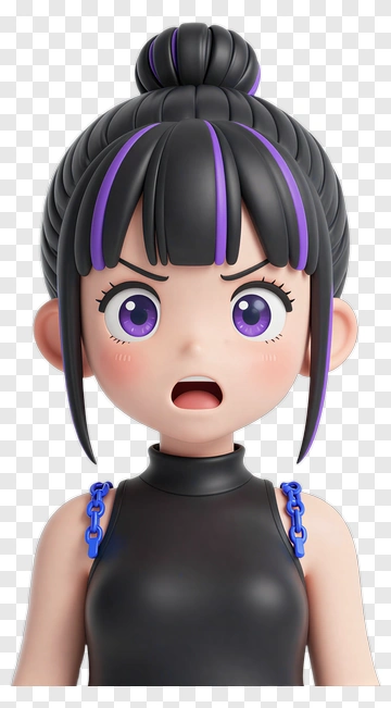 Surprised Anime Girl With Purple Hair PNG