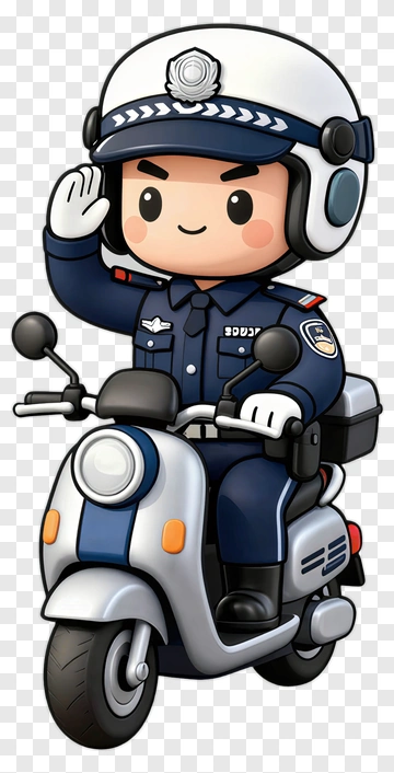 Cartoon Police Officer On Motorcycle PNG