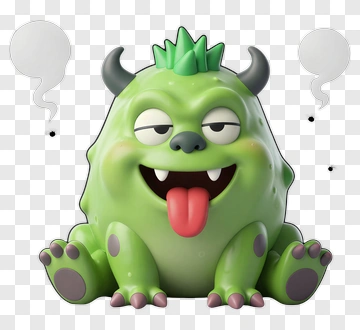 Playful Green Monster With Tongue Out PNG