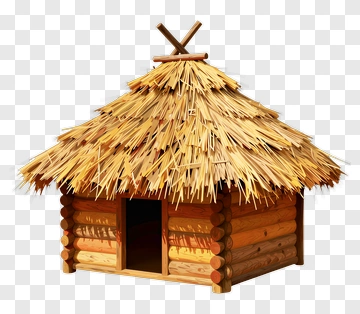 Thatched Roof Log Cabin PNG