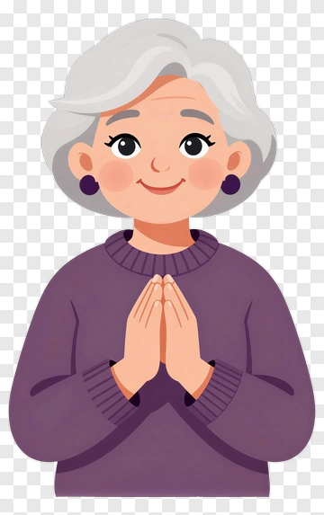 Elderly Woman With Hands Together PNG