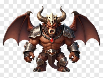 Fierce Demon Monster With Wings And Armor PNG