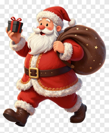 Santa Claus With Gift And Sack PNG