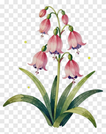 Pink Bellflower With Green Leaves PNG