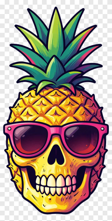 Pineapple Skull With Sunglasses PNG