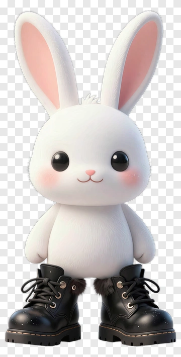 Cute White Rabbit Wearing Boots PNG