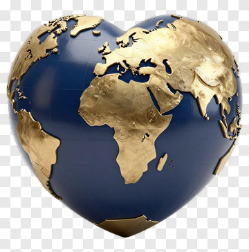 Heart Globe With Gold Continents PNG