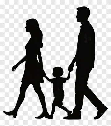 Family Walking Silhouette PNG