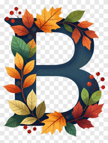 Autumn Letter B Wreath PNG
