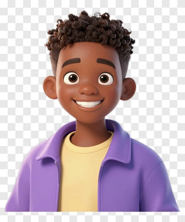 Happy Cartoon Boy With Curly Hair PNG
