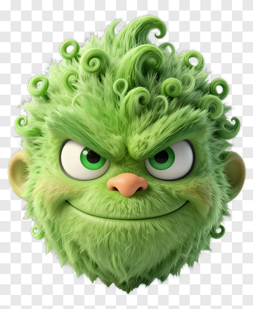Green Monster With Curly Hair PNG