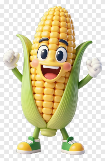 Happy Animated Corn Character PNG
