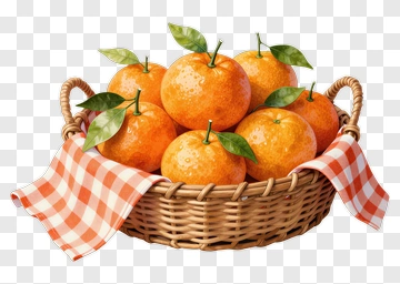 Fresh Oranges In A Basket PNG