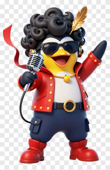 Penguin Singer With Microphone PNG