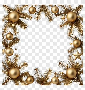 Gold Christmas Wreath Frame PNG