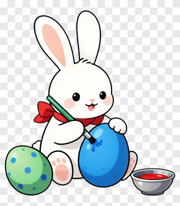 Cute Rabbit Painting Easter Egg PNG